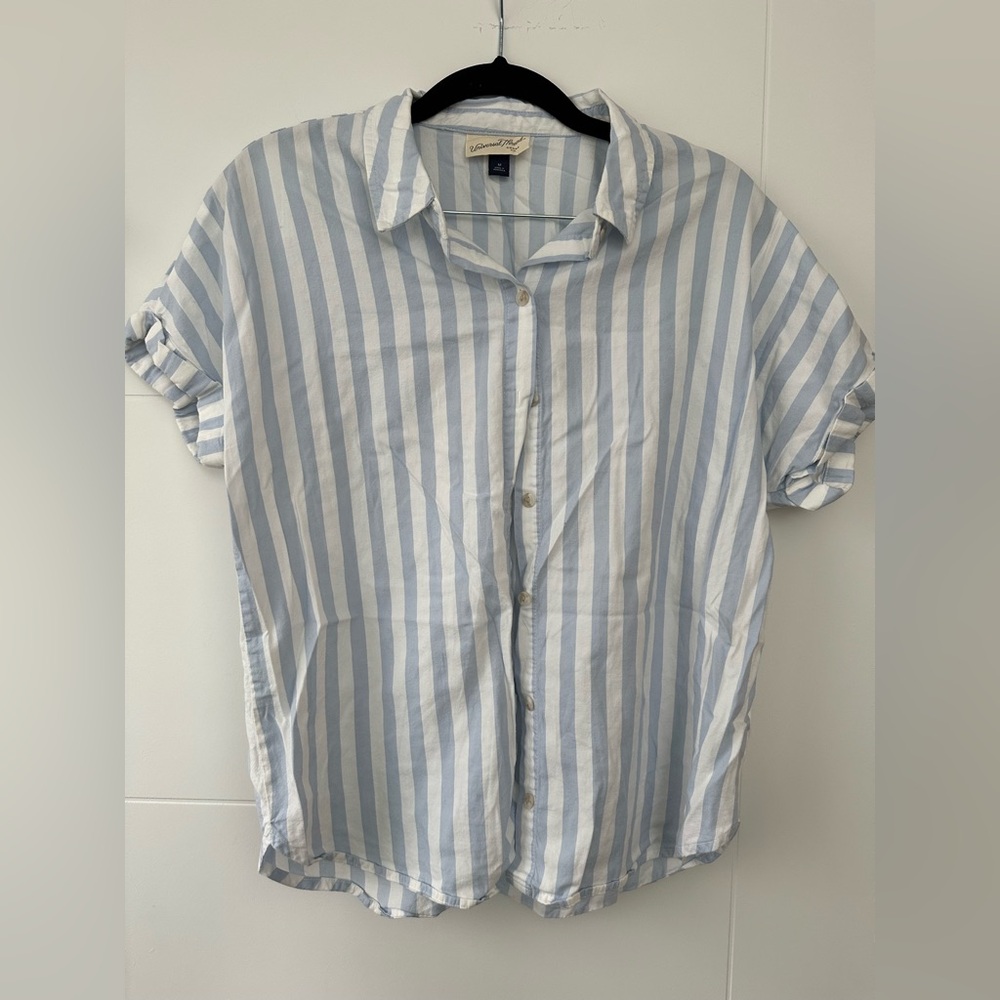 Universal Thread Light Blue and White Striped Women’s Shirt